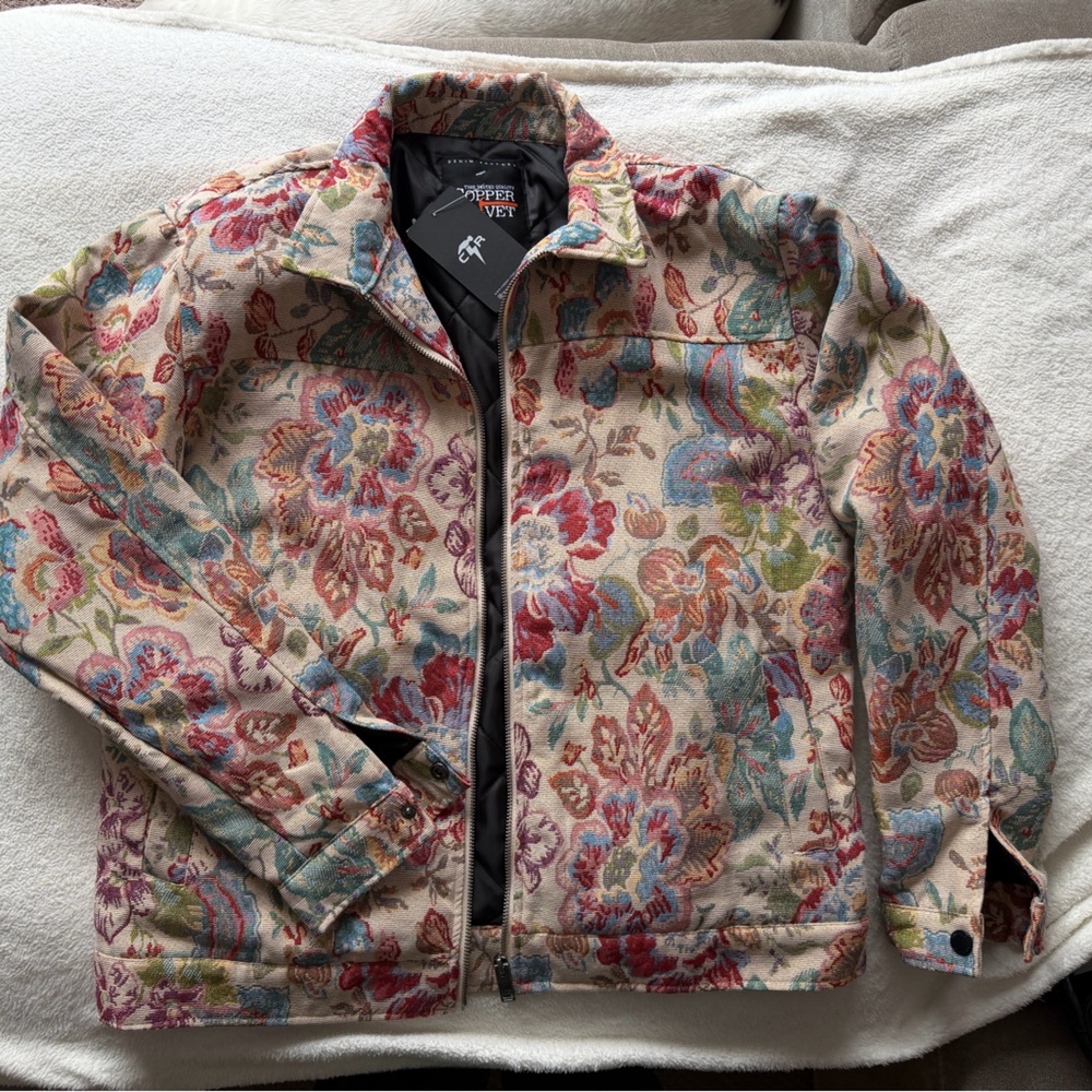 NWT Copper Rivet Floral Tapestry Quilted Workwear Jacket - Size M